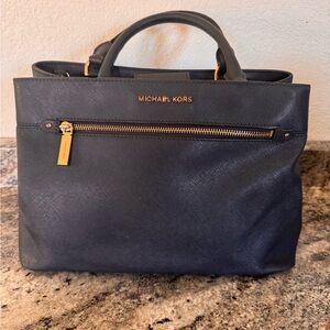 Michael KORS small navy leather satchel